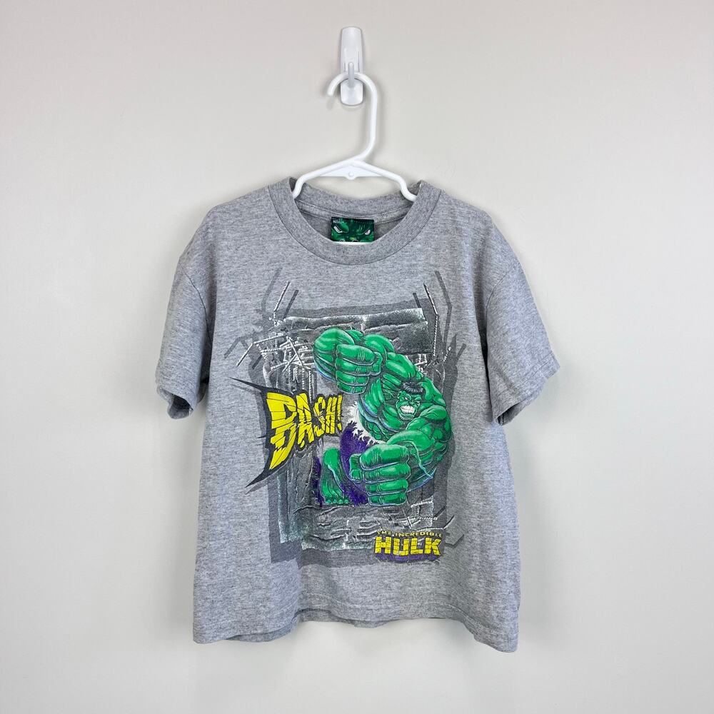 Vintage Y2K Marvel Short Sleeve Gray Hulk T-Shirt Large 7